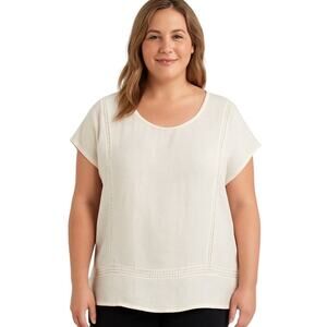 Alessia Pacini 100% Linen Top Tunic, White, Lagenlook, Boho, Resort, Beach, L